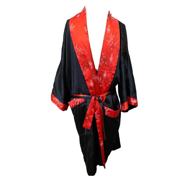 Vintage reversible silk bathrobe from China with a dragon - Picture 2 of 8